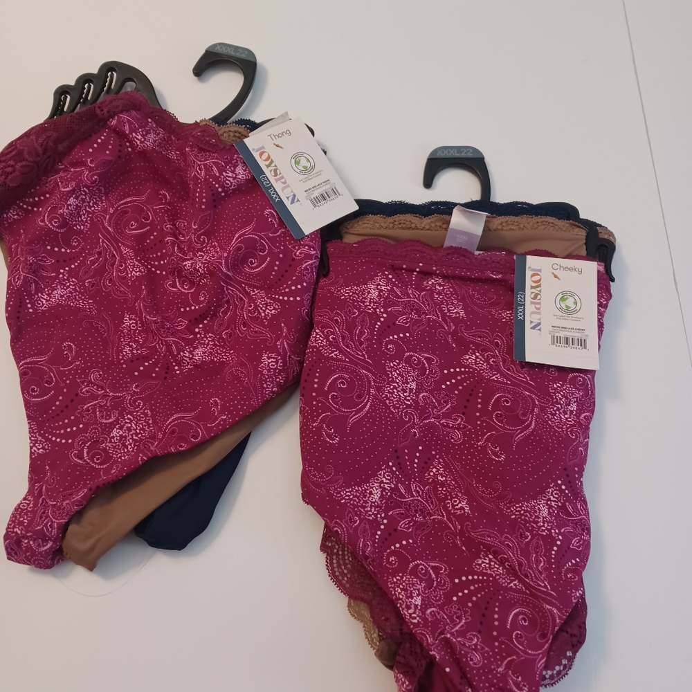 NEW JoySpun Lot Of 3 Pairs Cheeky And 3 Pairs Thong Underware Sz XXXL 22